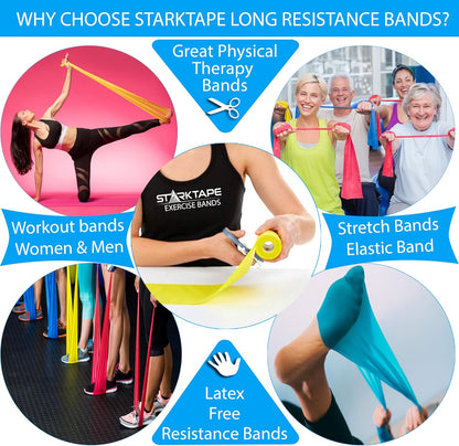 Resistance Bands Professional 8,16, 25, 50 Yards Bulk Rolls. Latex-Free Elastic Physical Therapy Band. No Scent, No Powder - Perfect for Home Exercise, Yoga, Pilates, Gym, Rehab, Workout