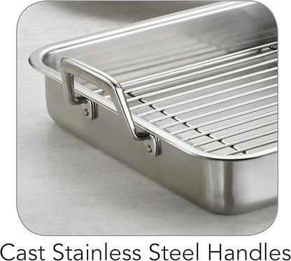 Tramontina 15-Inch Stainless Steel Roasting Pan with Rack, Turkey Roaster for Oven, Dishwasher Safe, Made in Brazil