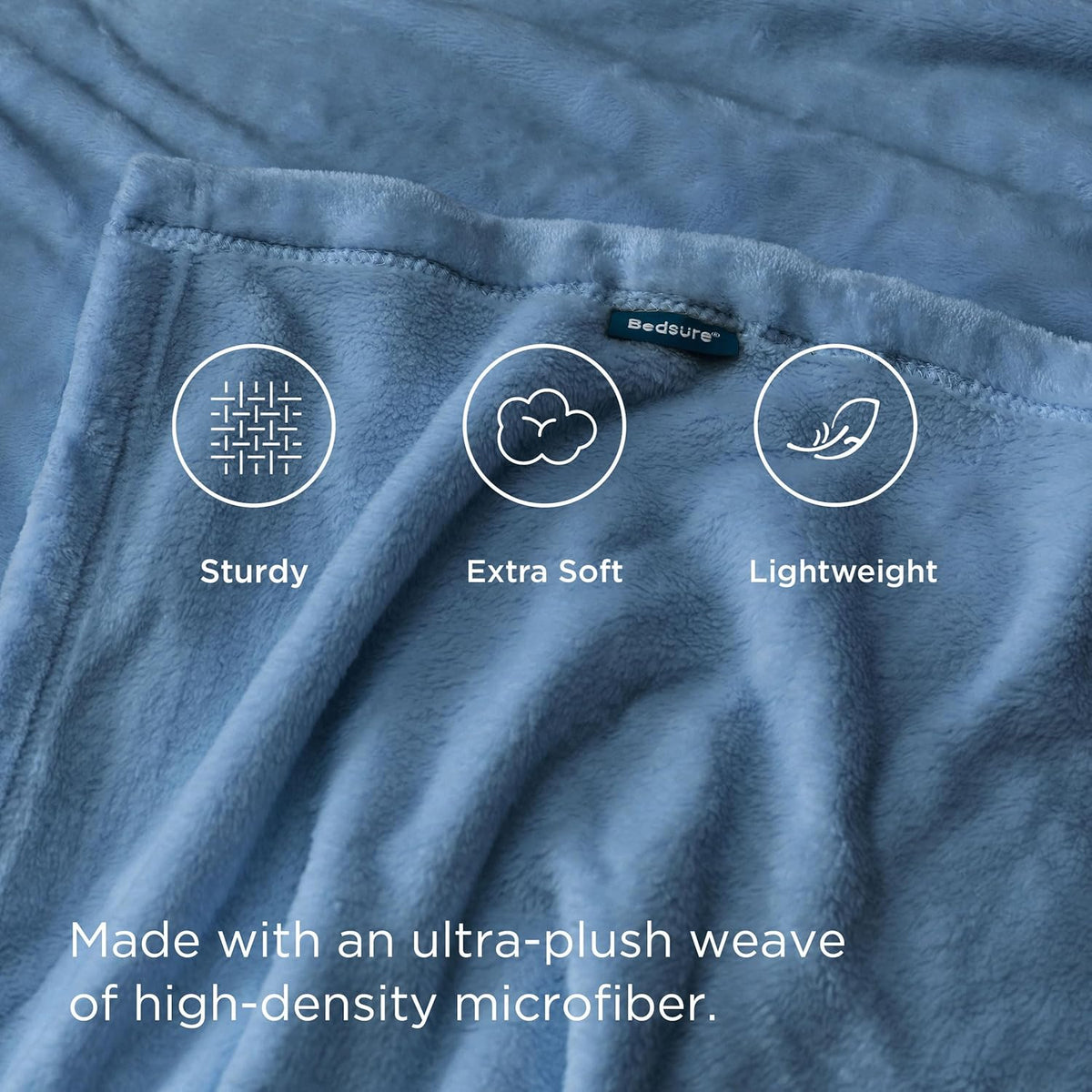 Bedsure Bedding Fleece Blanket for Girls and Boys - Soft Cozy Cute Small Throw Blankets for Travel, 43x55 Inches, Washed Blue
