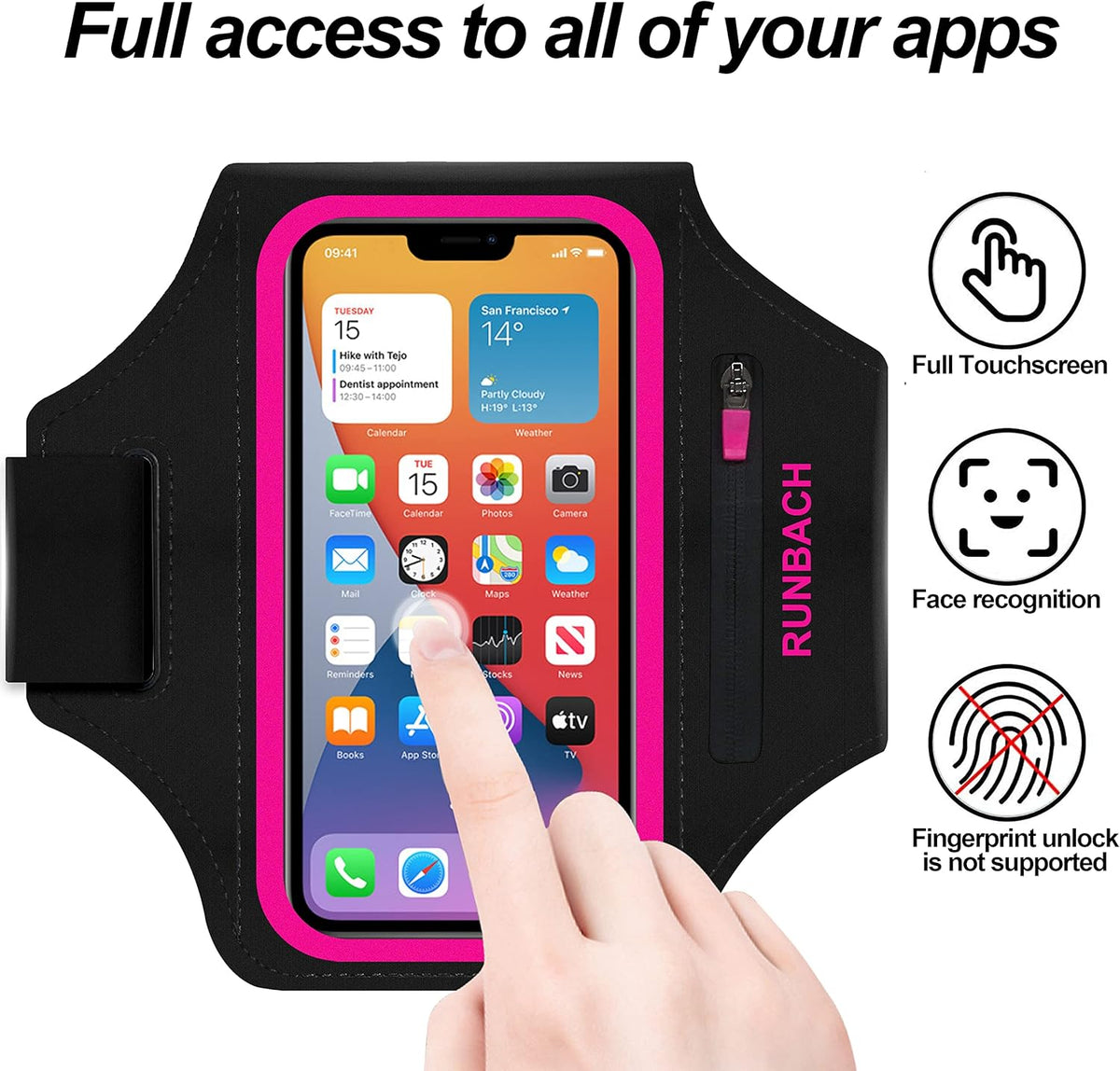 Armband for Samsung Galaxy S25 Ultra/S24 Ultra/S23 Ultra/S22 Ultra/S21 Ultra/S20 Ultra/S25+/S24+/S23+/S22+/S21+/S20+/S10+/S9+/S8+, with Zipper Pocket for for Galaxy Buds (Pink)