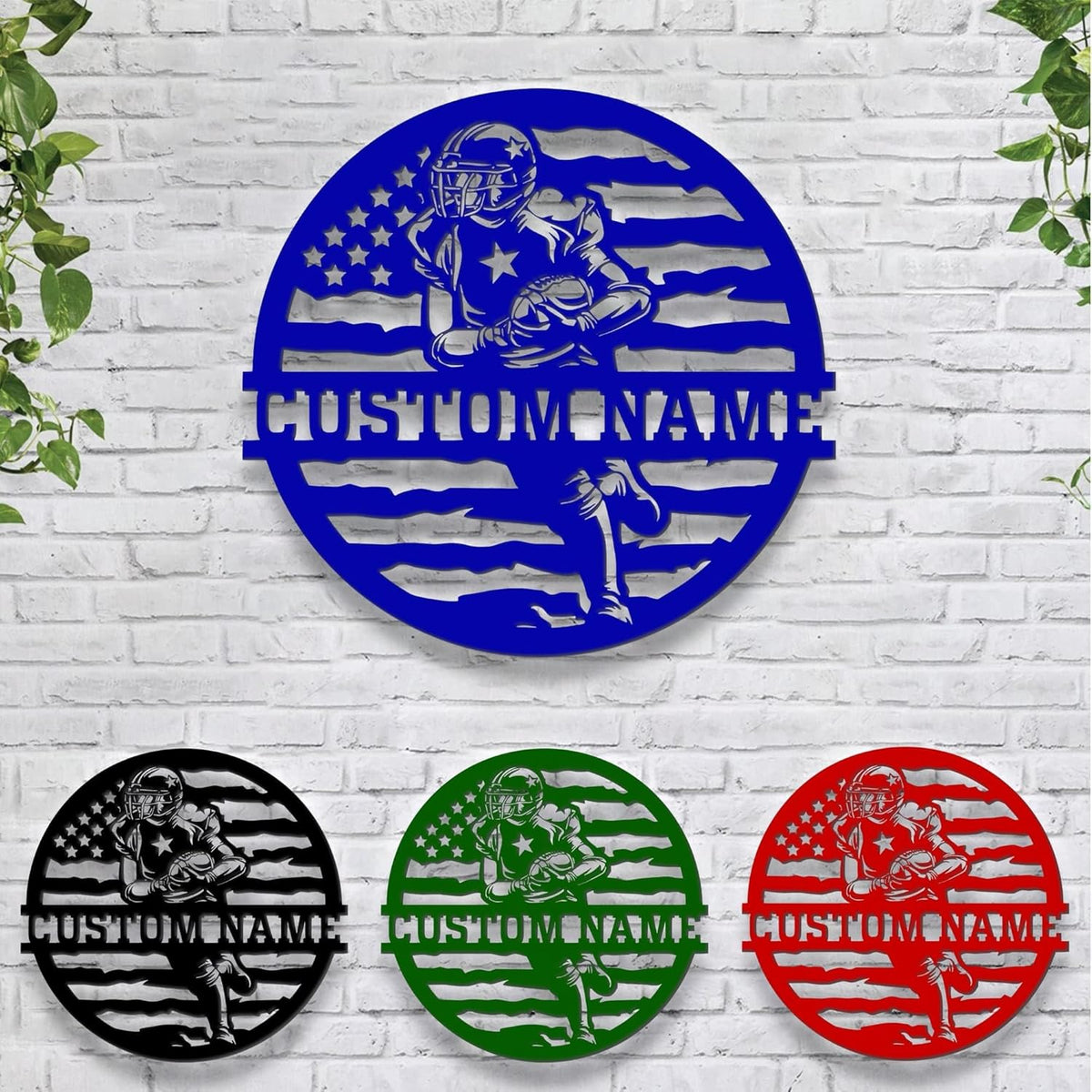 Personalized Football Metal Wall Art LED Light, American Sign, Wall Decor, Birthday Xmas Gift