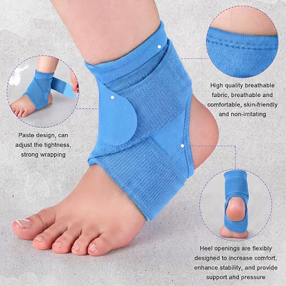 Honoson 2 Pcs Ankle Brace Kid Ankle Support Youth Neoprene Lace up Compression Sleeve Foot Brace Stabilizer with Adjustable Strap for Sport Sprained Plantar Fasciitis Achilles Tendonitis(Light Blue,S)