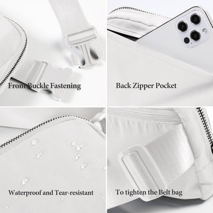 ODODOS Unisex Mini Belt Bag with Adjustable Strap Small Fanny Pack for Workout Running Traveling Hiking, White