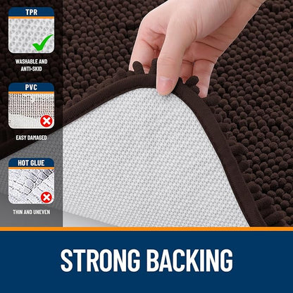 OLANLY Bathroom Runner Rugs 70x24, Extra Soft Absorbent Chenille Bath Rugs, Rubber Backing Quick Dry, Machine Washable Long Bath Mats for Bathroom Floor, Tub and Shower, Home Decor Accessories, Brown