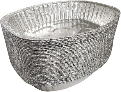 Disposable Oval Roasting Pan - Durable Turkey Roaster Pans Extra Large, Heavy-Duty Aluminum Foil, Deep, Oval Shape for Chicken, Meat, Brisket, Roasting, Baking, Recyclable (10)