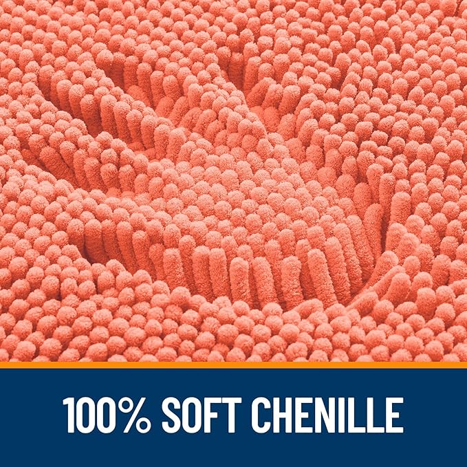 OLANLY Large Bathroom Rugs 70x46, Extra Soft Absorbent Chenille Bath Rugs, Rubber Backing Quick Dry, Machine Washable Bath Mats for Bathroom Floor, Tub and Shower, Home Decor Accessories, Coral