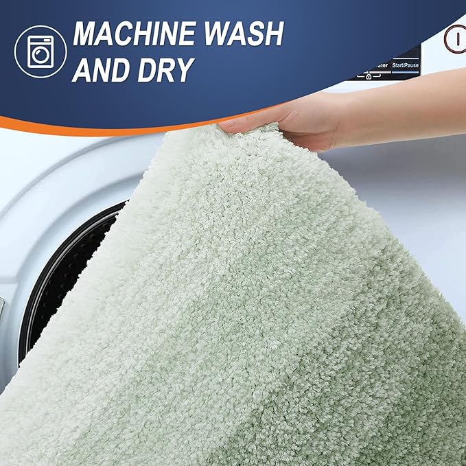 OLANLY Bathroom Runner Rugs Mat 47x17, Extra Soft Absorbent Microfiber Bath Rugs, Rubber Backing, Quick Dry, Washable Long Bath Mats for Bathroom, Tub and Shower, Home Decor Accessories, Sage Green