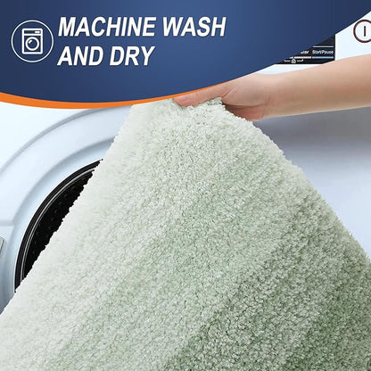 OLANLY Bathroom Runner Rugs Mat 47x17, Extra Soft Absorbent Microfiber Bath Rugs, Rubber Backing, Quick Dry, Washable Long Bath Mats for Bathroom, Tub and Shower, Home Decor Accessories, Sage Green