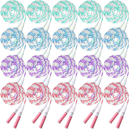 Yunsailing 20 Pack Jump Ropes for Adults Kids, 9.2 Feet Adjustable Length Free Segmented Skipping Rope Bulk Soft Beaded Jumping Ropes for Women Men Exercise Training Workout Weight Loss