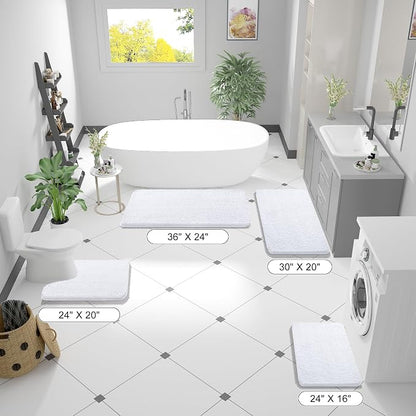 OLANLY Large Bathroom Rugs 44x32, Extra Soft Absorbent Chenille Bath Rugs, Rubber Backing Quick Dry, Machine Washable Bath Mats for Bathroom Floor, Tub and Shower, Home Decor Accessories, White