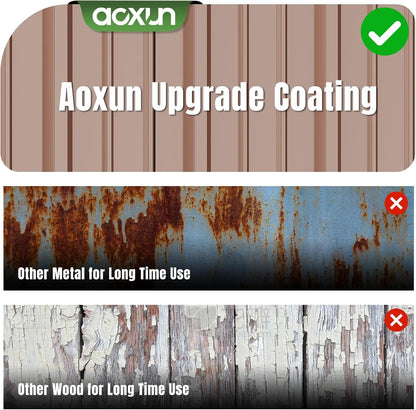 Aoxun 5'x3' Outdoor Storage Shed with Base Metal Garden Shed for Outside(Brown, 5' x 3'W/Base)