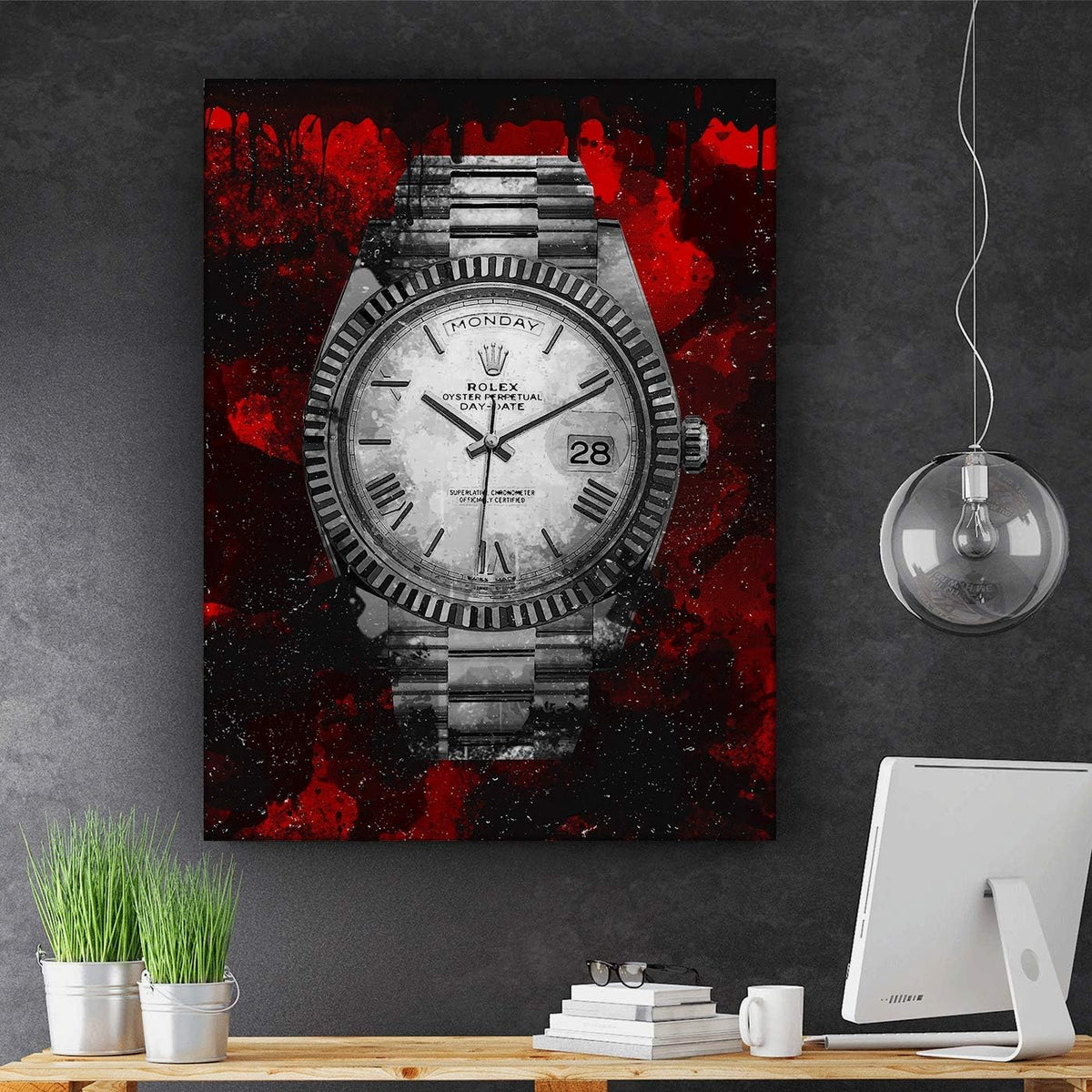 Luxury Watch Canvas Print Office Wall Decor Modern Art Pop Culture Decoration Inspiration Clock Timer Prints Framed Arts Walls Furniture (36" x 24")