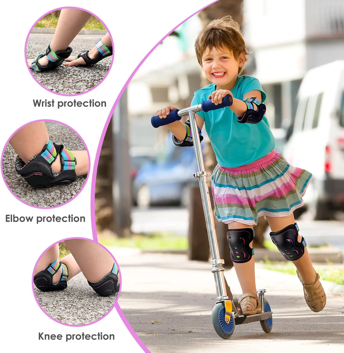 BOSONER Kids/Youth Knee Pad Elbow Pads Guards Protective Gear Set for Roller Skates Cycling BMX Bike Skateboard Inline Skatings Scooter Riding Sports