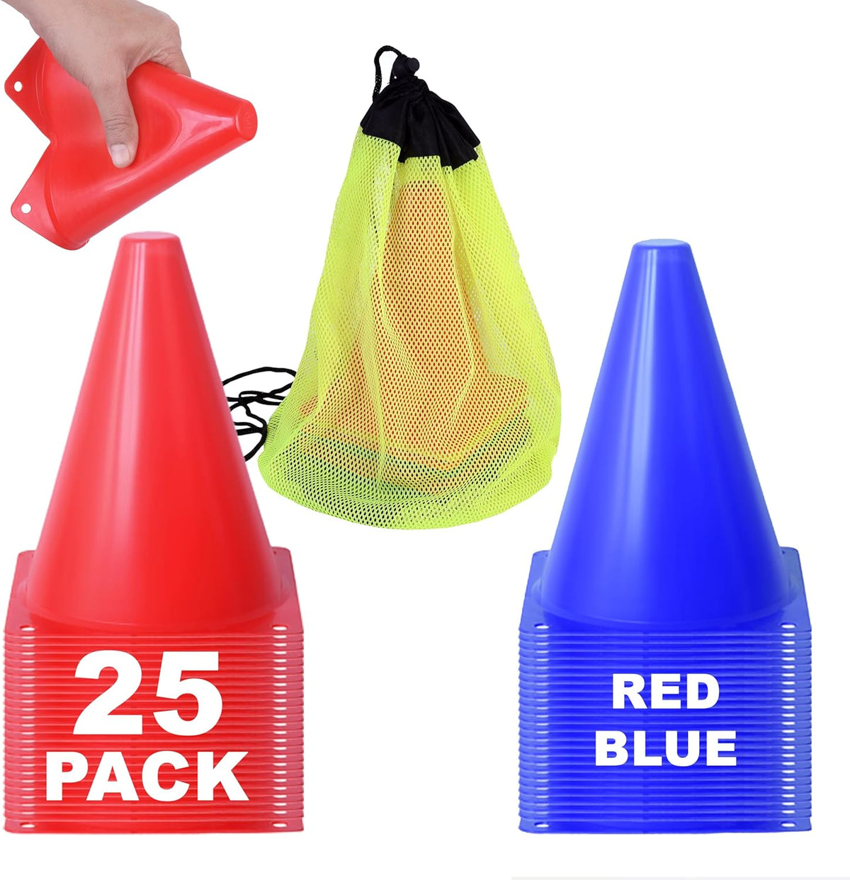 Cones for Sports Training, 7 Inches Tall & Visible, Durable and Easy to Handle Sports Cones, Ideal for All Kinds of Training Cones Activities and Field Practice Sport
