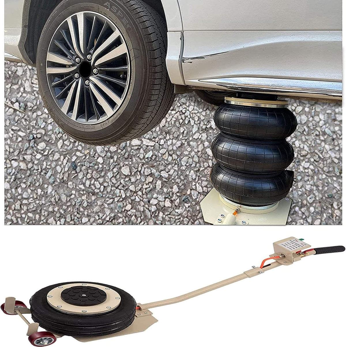 CXRCY 3 Ton Air Jack for Cars & Trucks - 6600LBS Capacity Pneumatic Airbag Jack with Long-Handle, Fast Lifting up to 16 Inch for Cars,Trucks (White Triple Bag Air Jack)