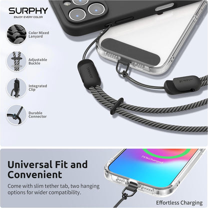 SURPHY 3 Pack Phone Wrist Strap with CellPhone Tether Tab, Cellphone Lanyard, Phone Strap with 2-Color Braided, Wrist Lanyard