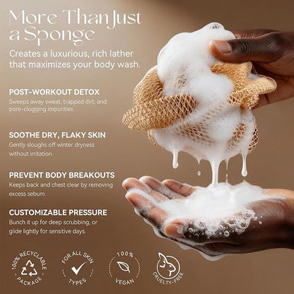 CORATED African Net Sponge with Knots Authentic, Shower Loofah Exfoliating Bath Sponge, Body Scrubber for Women and Men Daily Use Body Care, Portable Bath Accessories Gifts