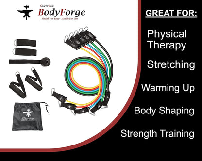 BodyForge Resistance Loop Bands & Tube Bands Exercise Sets Bundle