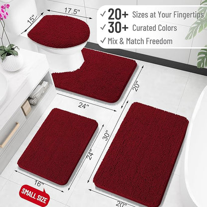 OLANLY Large Bathroom Rugs 44x32, Extra Soft Absorbent Chenille Bath Rugs, Rubber Backing Quick Dry, Machine Washable Bath Mats for Bathroom Floor, Tub and Shower, Home Decor Accessories, Burgundy