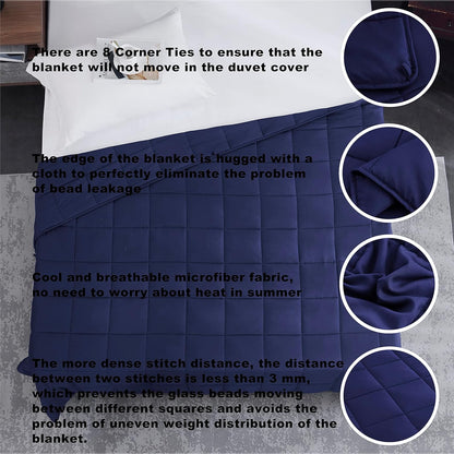 L'AGRATY Weighted Blanket - 48"x72" 20lbs Cooling Breathable Heavy Blanket Microfiber Material with Glass Beads for Adult All-Season Summer Fall Winter Soft Thick Comfort