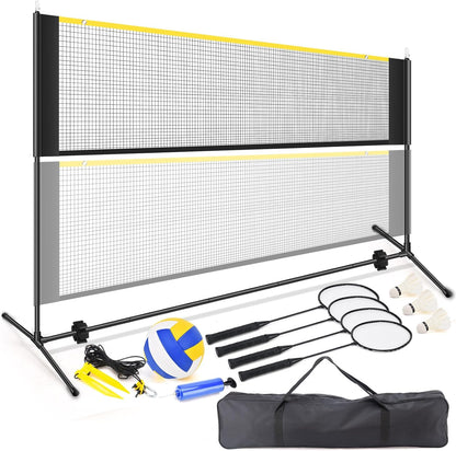 Badminton Pickleball Net, Adjustable Height Portable Badminton Net-2-in-1 Volleyball and Badminton Set, Pickleball Net for Tennis Indoor Outdoor Court