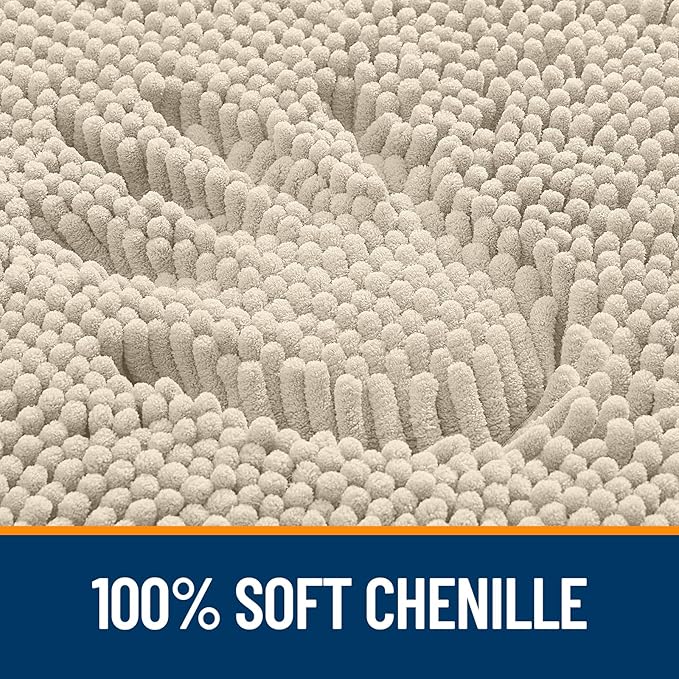 OLANLY Small Bathroom Rugs 24x16, Extra Soft Absorbent Chenille Bath Rugs, Rubber Backing Quick Dry, Machine Washable Bath Mats for Bathroom Floor, Tub and Shower, Home Decor Accessories, Sand