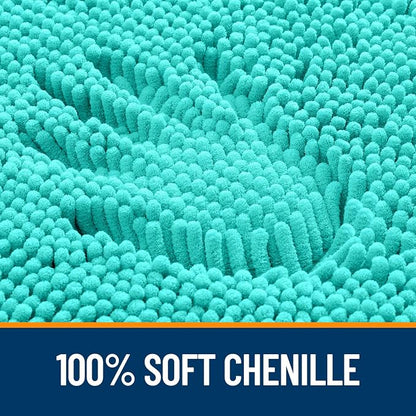 OLANLY Bathroom Runner Rugs 59x20, Extra Soft Absorbent Chenille Bath Rugs, Rubber Backing Quick Dry, Machine Washable Long Bath Mats for Bathroom Floor, Tub and Shower, Home Decor Accessories, Teal