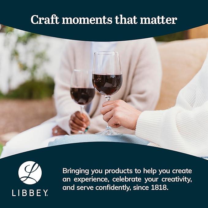 Libbey Vina Tall Wine Glasses Set, All Purpose Red and White Wine Glasses Set of 12, Professional Grade Glass Wine Glasses for Gatherings, Events