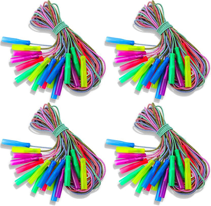 Honoson 100 Pcs Rainbow Jump Rope Bulk Gift for Kids 7.8ft Nylon Stripe Ropes with Handle Adjustable Colorful Party Favor Christmas Item Gift Outdoor Exercise Fitness (Multicolor)