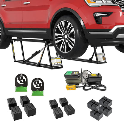 QuickJack Bundle - 6000TLX Portable Car Lift, Includes Pinch Weld Blocks & Wall Hangers, ALI Certified, 110V Power Unit, Truck Lift for Garage & Shop, (6,000 lbs. Capacity)