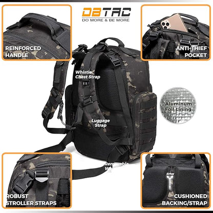 Diaper Bag Backpack for Dad, DBTAC Large Baby Nappy Bag for Men w/Changing Mat, Insulated+Wipe Pockets, Stroller Straps, Black Camo