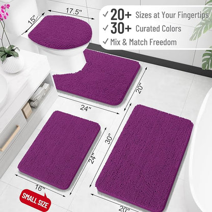 OLANLY Bathroom Rugs 30x18, Extra Soft Absorbent Chenille Bath Rugs, Rubber Backing Quick Dry, Machine Washable Bath Mats for Bathroom Floor, Tub and Shower, Home Decor Accessories, Purple