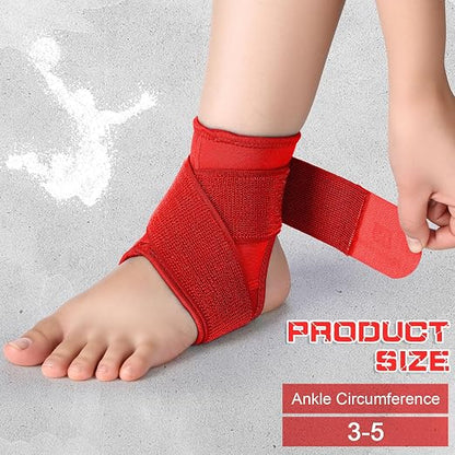 Honoson 2 Pcs Ankle Brace Kid Ankle Support Youth Neoprene Lace up Compression Sleeve Foot Brace Stabilizer with Adjustable Strap for Sport Sprained Plantar Fasciitis Achilles Tendonitis(Red,S)