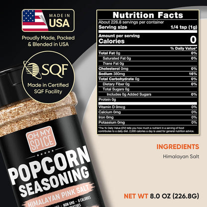 Popcorn Seasoning Himalayan Pink Salt Mix - Gluten Free Popcorn Flavoring Seasoning Rock Salt. All Purpose Pink Salt Toppings. Healthy Movie Night Theater Pop Corn Seasonings. Himalayan Pop Corn 7.7oz