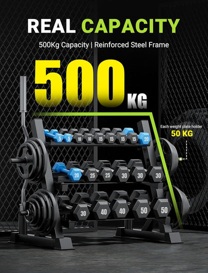 YOLEO Dumbbell Rack - 3 Tier & 5 Tier Compact Weight Rack for Dumbbell, Kettlebell, Barbell, Heavy Duty Weight Storage Organizer, Space-Saving Dumbbell Storage Stand Holder for Home Gym - 1100LBS Capacity (Rack Only)