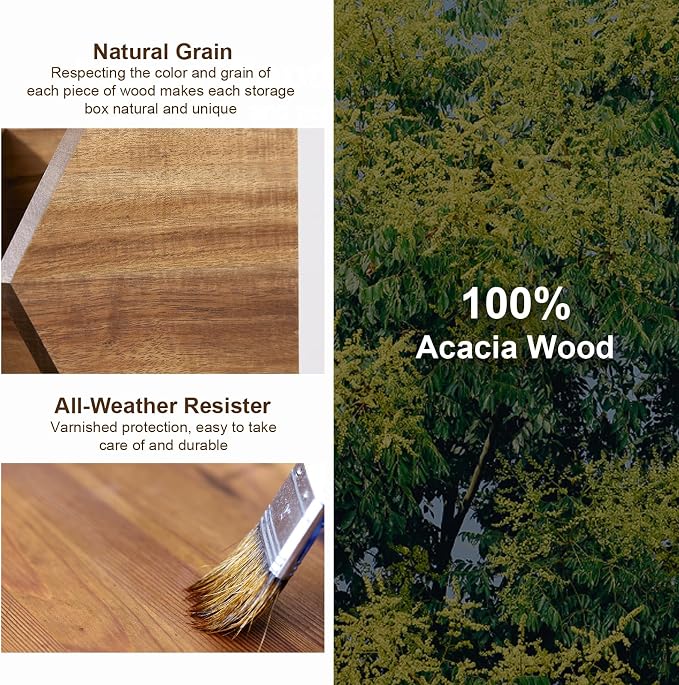 Acacia Wood Pantry Storage Bins, Stackable Storage Baskets Potato and Onion Storage Bins, Pantry Organizer Wooden Baskets Organization and Storage, Set 3 Pieces