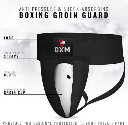 DXM SPORTS Groin Protector Cup Men, Boxing Kickboxing MMA Muay Thai Sparring Groin Guard, Ventilated Adjustable, Karate Fighting Training, Underwear Jiu Jitsu BJJ Protection
