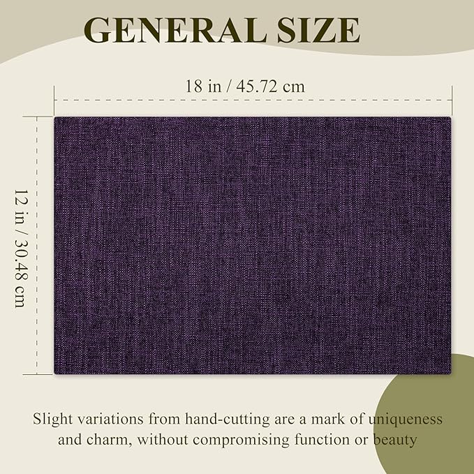 KXN Placemats Set of 4, Dual-Layer Thickened Faux Linen Table Mats, Heat Resistant & Wrinkle-Free, Machine Washable Cloth Place Mats for Kitchen Dining Indoor Outdoor (Purple)