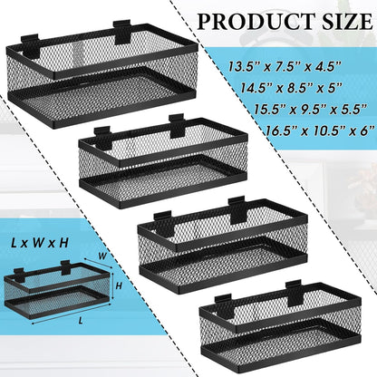 Coume 4 Pcs Black Slatwall Baskets 4 Size Metal Mesh Wire Basket for Slatwall Panels Ventilated Wall Mounted Hanging Accessories for Home Garage Retail Store Display Organizing (Big Size)