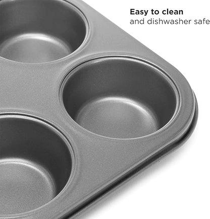 Ecolution Non-Stick Toaster Oven Bakeware Set 4-Piece, Carbon Steel, Easy to Clean and Perfect for Single Servings, Gray