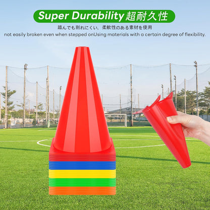 BiAnYC 7 Inch Plastic Sport Training Traffic Cones- Set of 10 Pcs/25 Pcs, 5 Colors(Orange/Yellow/Red/Blue/Green)