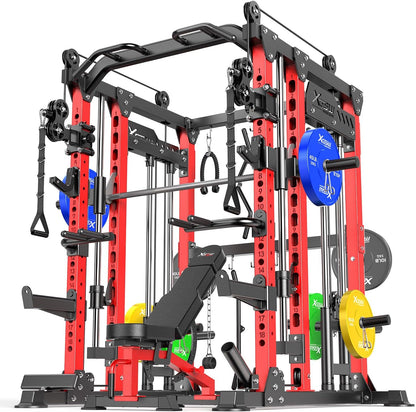 Power Cage,1600lbs Multi-Function Power Rack with Adjustable Cable Crossover System and More Training Attachment, Weight Cage for Home Gym