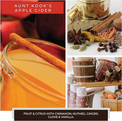 A Cheerful Giver — Aunt Kook's Apple Cider - 34oz Papa Scented Candle Jar with Lid - Keepers of the Light - 155 Hours of Burn Time, Gift for Women, Brown