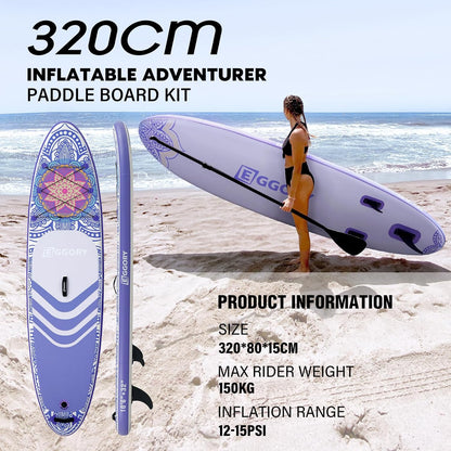 Inflatable Paddle Board,Stand Up Paddle Board Set, Extra Wide SUP Board with Removable Fin, Floating Paddle, Hand Pump, Waterproof Phone Pouch,Traveling Board