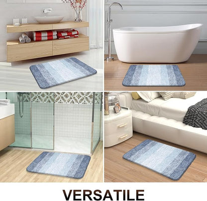 OLANLY Bathroom Runner Rugs Mat 70x24, Extra Soft Absorbent Microfiber Bath Rugs, Rubber Backing, Quick Dry, Washable Long Bath Mats for Bathroom Floor, Tub and Shower, Home Decor Accessories, Blue