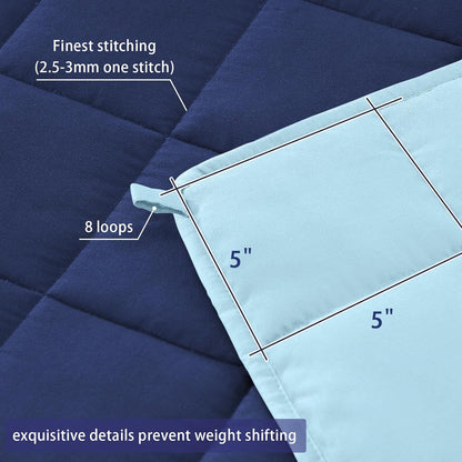 yescool Weighted Blanket for Adults (25 lbs, 60" x 80", Navy & Blue) Cooling Heavy Blanket for Sleeping Perfect for 240-260 lbs, Queen Size Breathable Blanket with Premium Glass Bead, Machine Washable