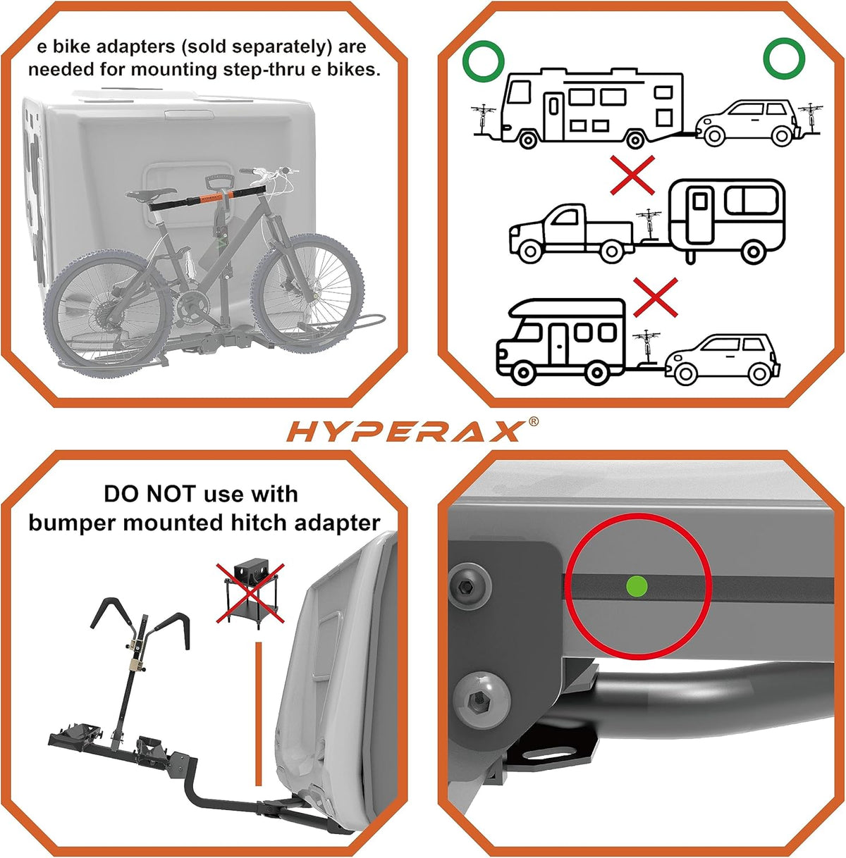 HYPERAX Patented Lift Assisted Volt Lift RV Rated Hitch Mounted 2 E Bike Rack Carrier Up to 2X 80lbs eBikes with Up to 5" Fat Tires for RV and SUV