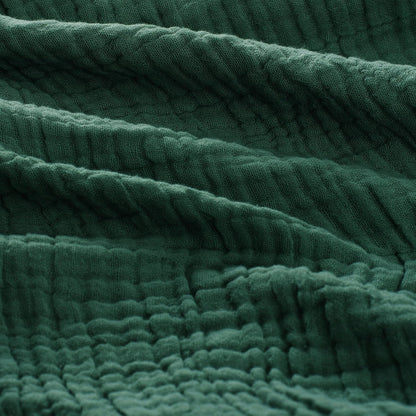 Carriediosa 100% Cotton Muslin Throw Blanket 90" X 90" Queen Size，4-Layers Summer Gauze Throws for Bed Couch，Soft Lightweight Breathable Linen Blankets Bedspread for Adults All Season，Dark Green