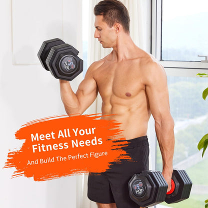 Adjustable Dumbbell Set 25/55/90LBS,10 in 1 Free Weights Dumbbell with Anti-Slip Texture Handle,1 Sec Speed Adjustment Men/Women Gym and Home Strength Training Equipment.