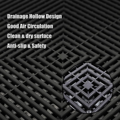 12 Pack 16"x 16"Interlocking Garage Floor Tiles,Modular Drainage Floor Mat,Non-Slip Splicing Interlocking Drain Mats Floor Tile for Garage Car Wash Basement(Black)